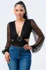LUXE V NECK BELTED SIDE CUT MESH JEWELRY BODYSUIT sold by privy