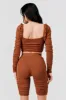 SEXY ONION RIB RUCHED CROP TOP & BIKER SHORTS SET sold by privy