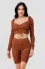 SEXY ONION RIB RUCHED CROP TOP & BIKER SHORTS SET sold by privy
