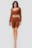 SEXY ONION RIB RUCHED CROP TOP & BIKER SHORTS SET sold by privy