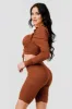 SEXY ONION RIB RUCHED CROP TOP & BIKER SHORTS SET sold by privy