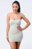 PD72183S-W / FLORAL SHIRRING RUCHED BODYCON MINI DRESS sold by privy