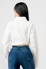 STRETCH POPLIN COLLARED BUTTON DOWN CROPPED TOP sold by privy