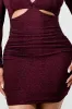 PD72720N-W / LUX METALLIC LUREX V-NECK SIDE CUTOUTS GLITTER MINI DRESS sold by privy