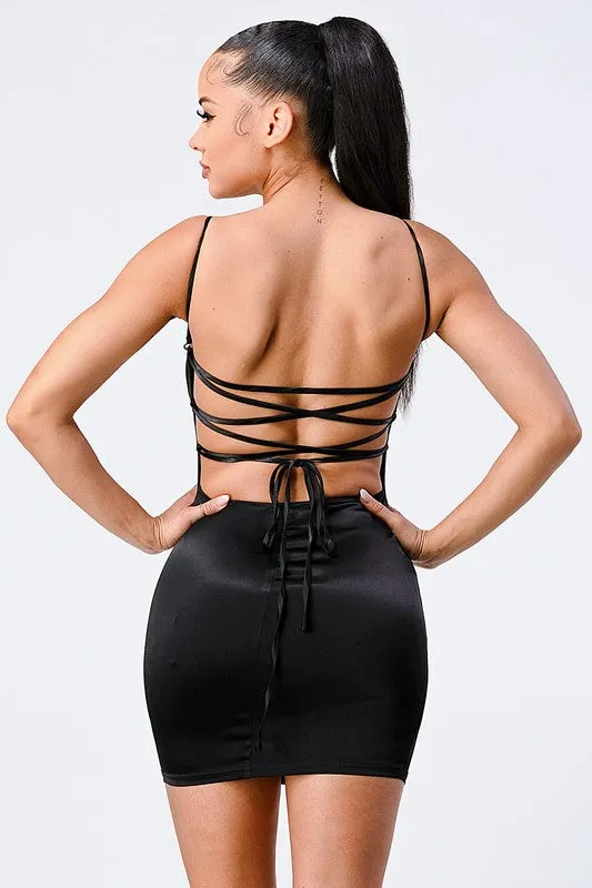 CHIC SILK CROSSED BACK CAMI MINI DRESS sold by privy product image thumbnail 3