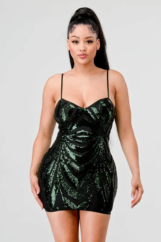 LUXE SEQUIN EMBELLISHED BODYCON MINI DRESS sold by privy