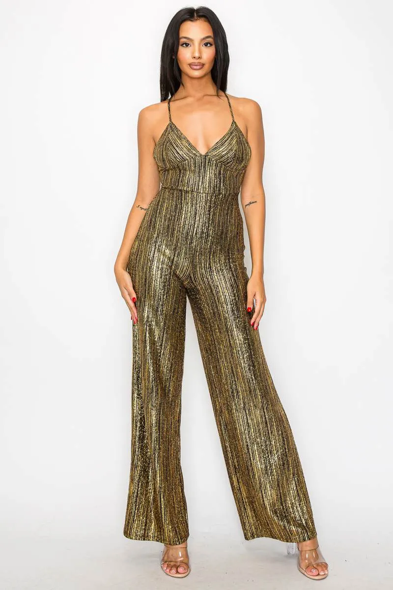 GLAM STRIPED GLITTER SWEETHEART WIDE LEGS JUMPSUIT sold by privy product image thumbnail 4