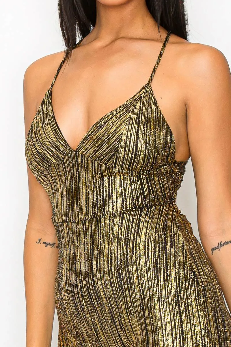 GLAM STRIPED GLITTER SWEETHEART WIDE LEGS JUMPSUIT sold by privy product image thumbnail 5