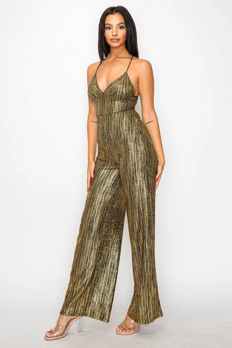 GLAM STRIPED GLITTER SWEETHEART WIDE LEGS JUMPSUIT sold by privy product image thumbnail 2