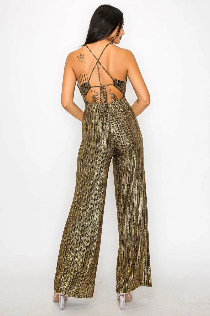 GLAM STRIPED GLITTER SWEETHEART WIDE LEGS JUMPSUIT sold by privy product image thumbnail 3