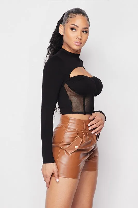 SEXY MESH RIB DETAIL CUTOUT BUSTIER TOP sold by privy product image thumbnail 2