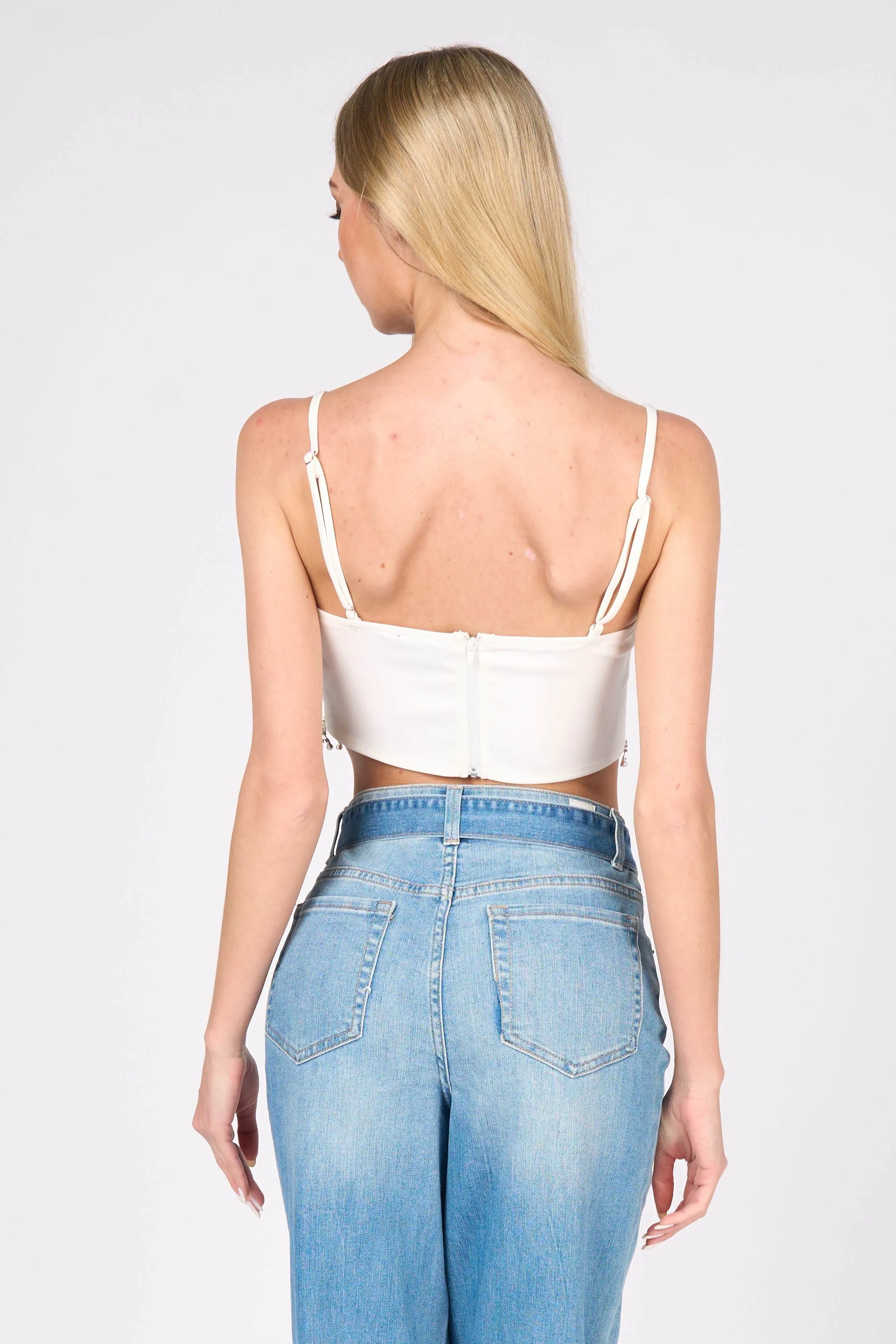 LUXE RHINESTONE PEARL FRINGE BUSTIER CROP TOP sold by privy product image thumbnail 3