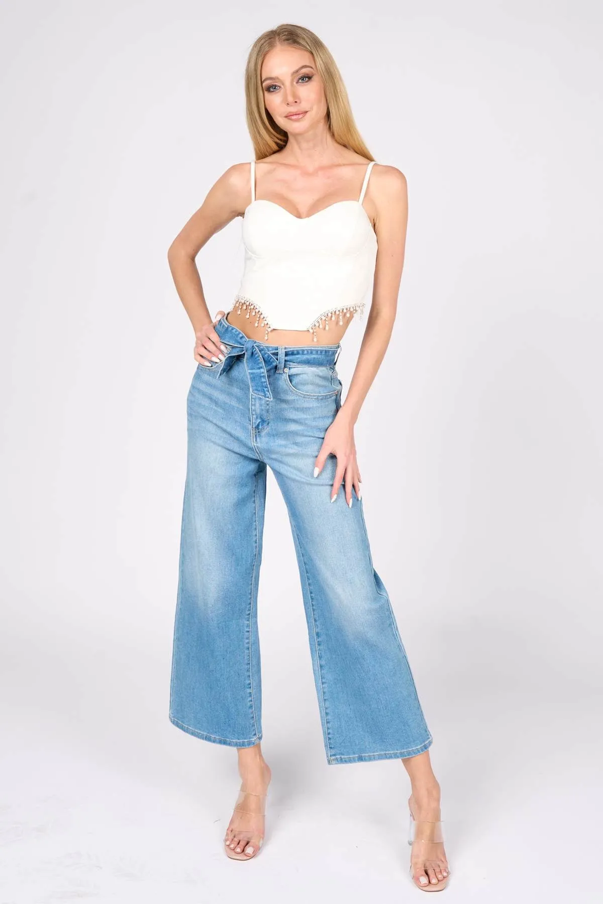 LUXE RHINESTONE PEARL FRINGE BUSTIER CROP TOP sold by privy product image thumbnail 4