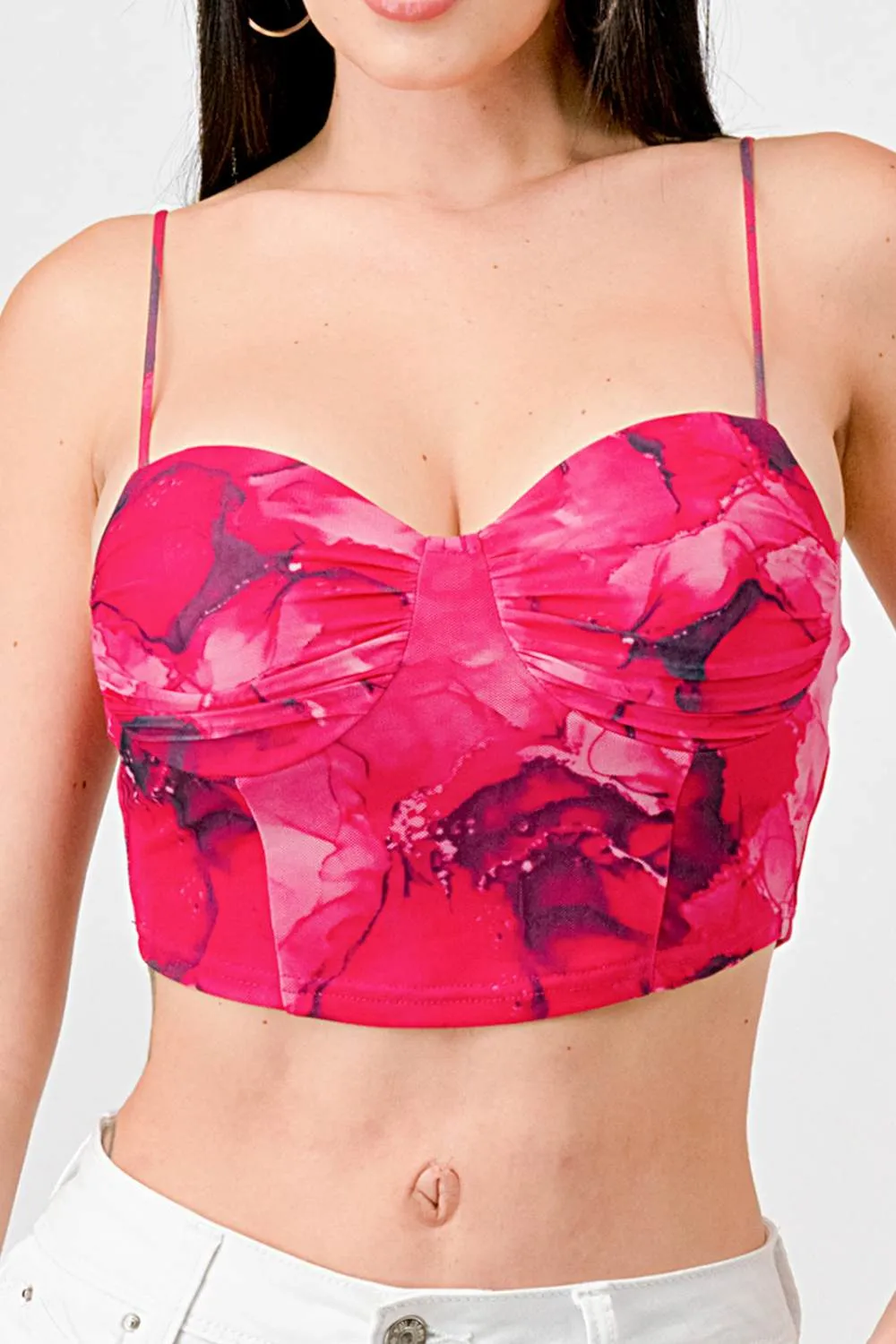 SEXY MARBLE PRINT MESH SWEETHEART CAMI CROPPED TOP sold by privy product image thumbnail 5