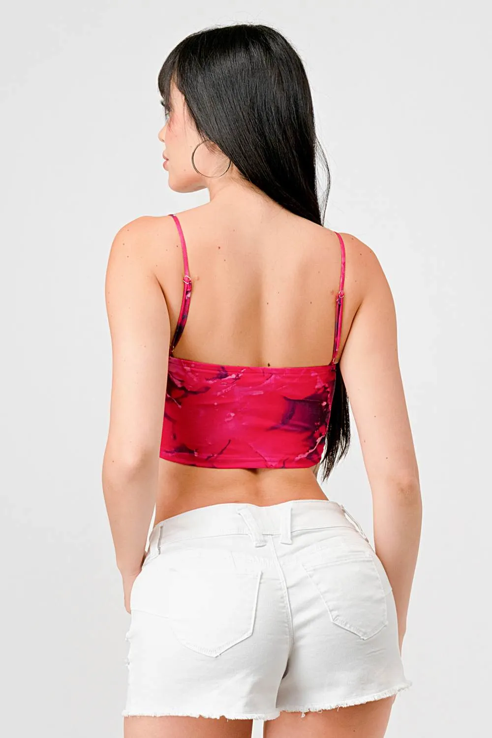 SEXY MARBLE PRINT MESH SWEETHEART CAMI CROPPED TOP sold by privy product image thumbnail 3