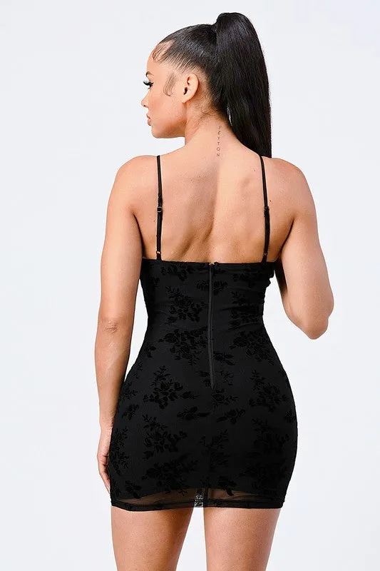 PD71753E-W / CLASSIC FLORAL FLOCKING RUSHED CORSET MINI DRESS sold by privy product image thumbnail 3