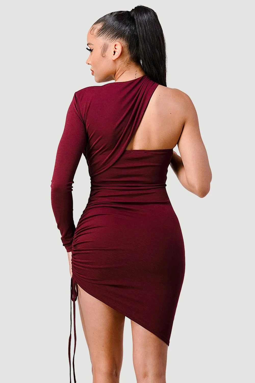 PD71509Z-W / CHIC SOFT KNIT ONE SHOULDER ASYMMETRICAL DRESS sold by privy product image thumbnail 3