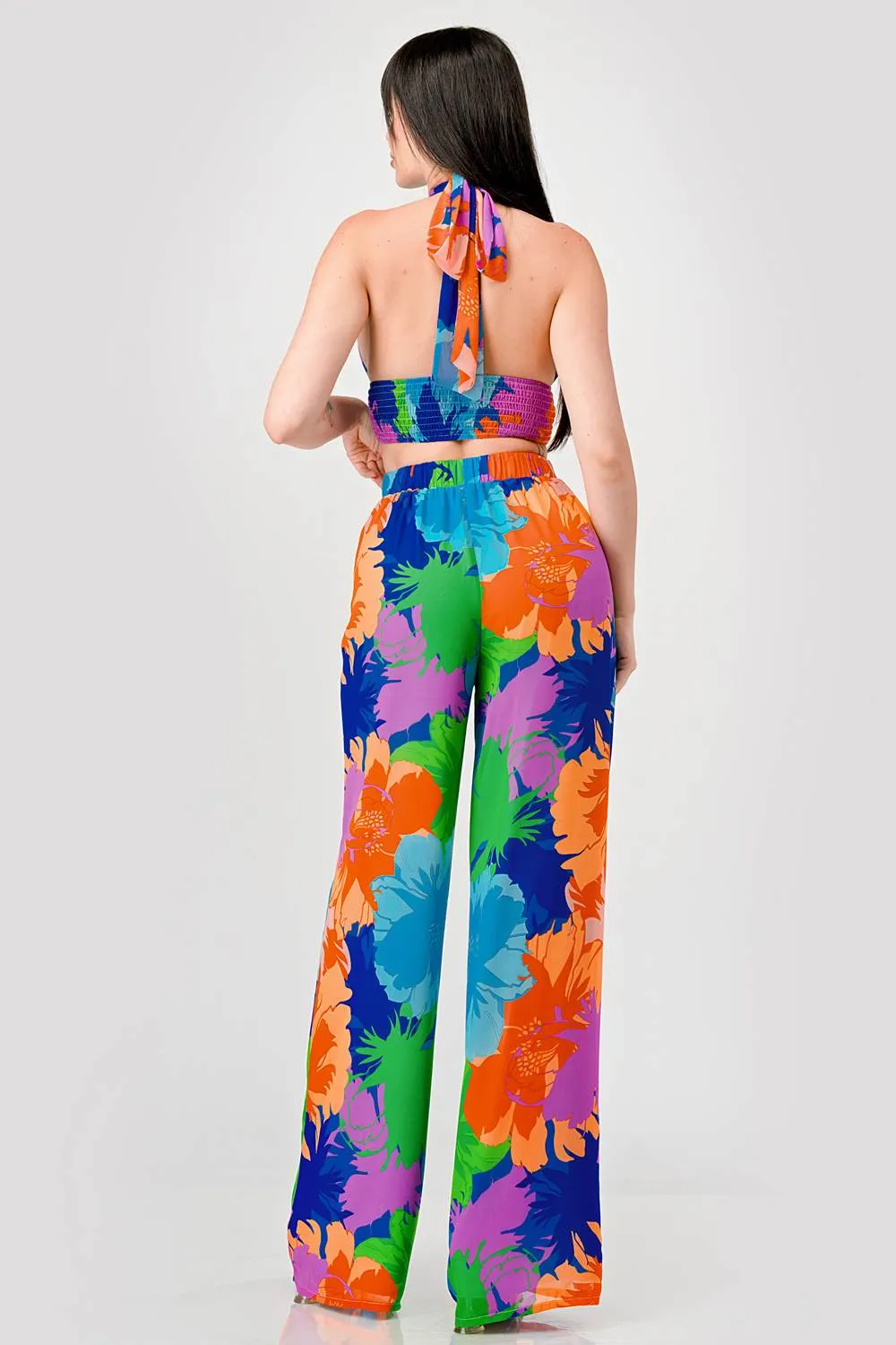 TROPICAL PRINT CHIFFON HALTERNECK TOP & PANTS SET sold by privy product image thumbnail 4