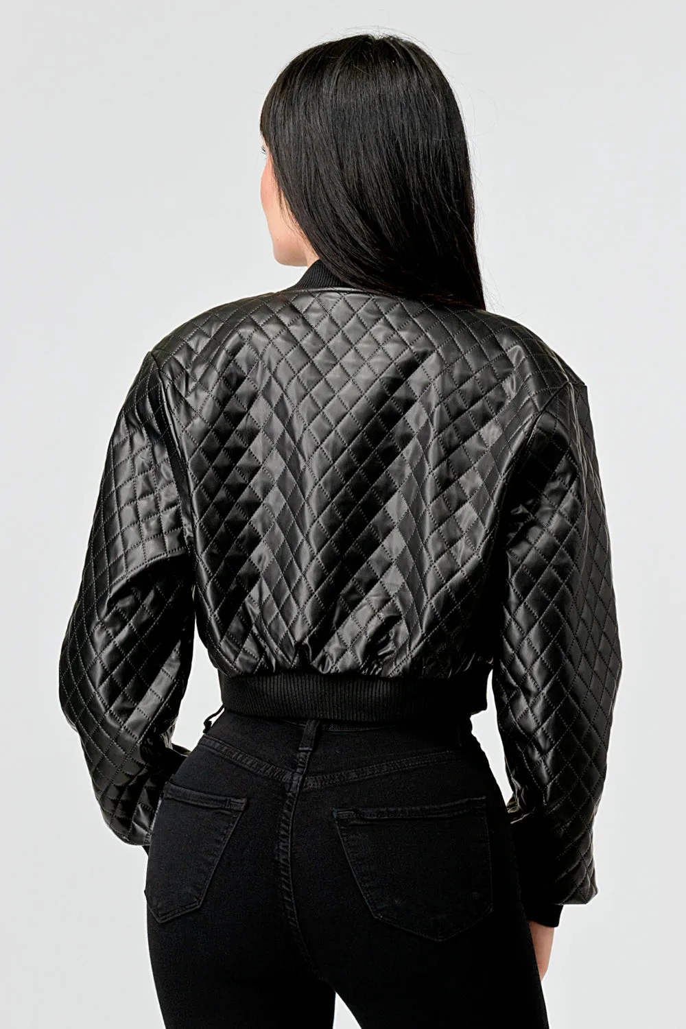 SEXY QUILTED PLEATER CROPPED BOMBER JACKET sold by privy product image thumbnail 3