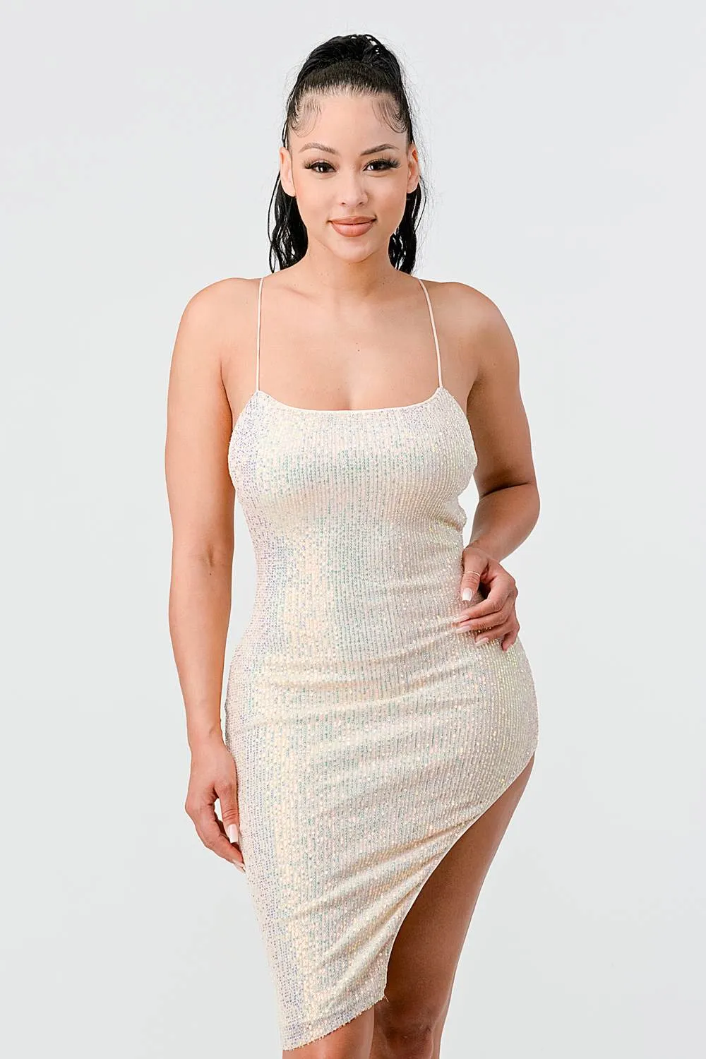 SEXY SEQUINS DRAWSTRING LACE UP BACK MINI DRESS sold by privy product image thumbnail 5