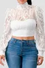 LUXE MOCK NECK SEE-THRU LACE CROP BLOUSE TOP sold by privy