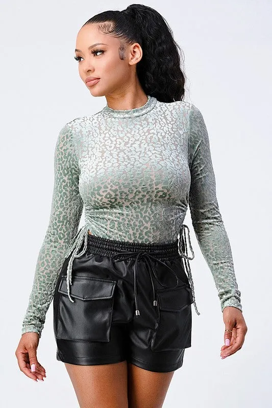 LEOPARD PRINT FLOCKING LONG SLEEVE BODYSUIT sold by privy product image thumbnail 5