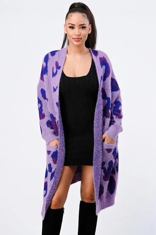 LEOPARD ANGORA SWEATER OVERSIZED CARDIGAN sold by privy