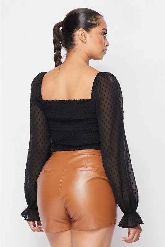 Ruffled Bell Sleeve Smocked Top with Ribbon Detail sold by privy product image thumbnail 3