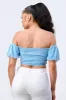 PT40835N-W / FRILLED OFF SHOULDER CORSET CROPPED TOP sold by privy