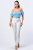 PT40835N-W / FRILLED OFF SHOULDER CORSET CROPPED TOP sold by privy