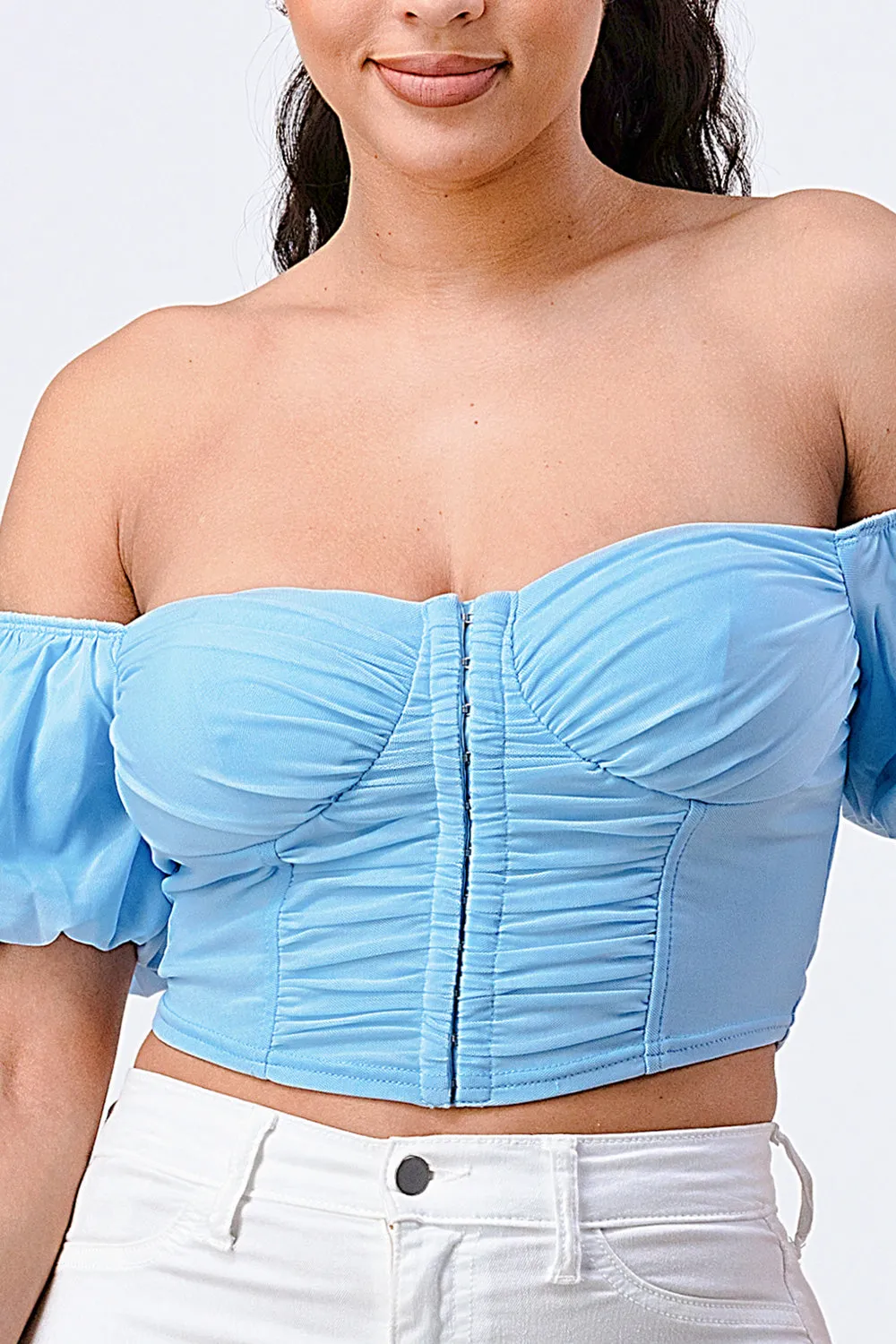 PT40835N-W / FRILLED OFF SHOULDER CORSET CROPPED TOP sold by privy product image thumbnail 5