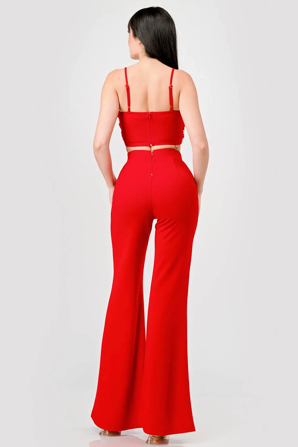 CHIC ROSETTES CROPPED TOP & WIDE LEGS PANTS SET sold by privy product image thumbnail 3