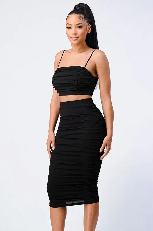 CHIC RUCHED CAMI CROPPED TOP AND MIDI SKIRT SET sold by privy product image thumbnail 2