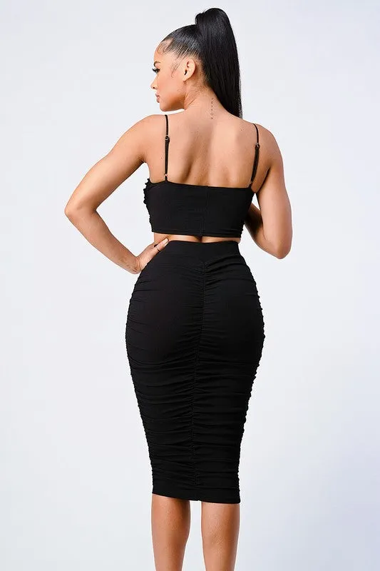 CHIC RUCHED CAMI CROPPED TOP AND MIDI SKIRT SET sold by privy product image thumbnail 3