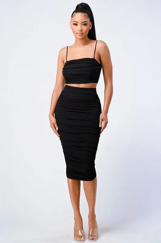 CHIC RUCHED CAMI CROPPED TOP AND MIDI SKIRT SET sold by privy product image thumbnail 4
