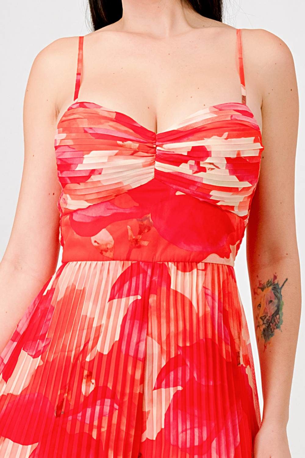 PJ11047S-W / ABSTRACT PLEATED CHIFFON PRINT WIDE LEGS JUMPSUIT sold by privy product image thumbnail 5