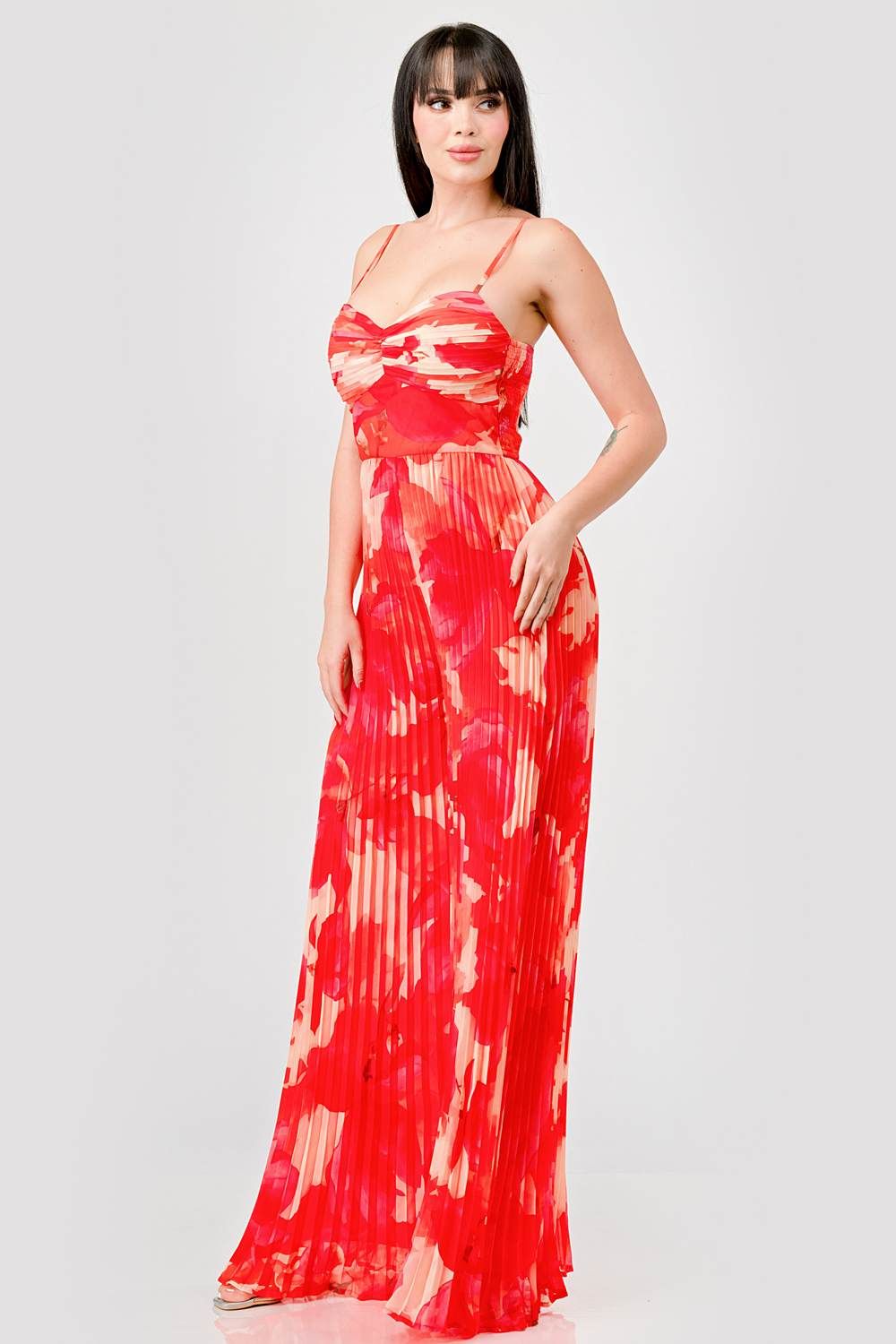 PJ11047S-W / ABSTRACT PLEATED CHIFFON PRINT WIDE LEGS JUMPSUIT sold by privy product image thumbnail 2