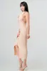 SEXY RIB KNIT BUTTON DOWN HALTER MIDI DRESS sold by privy