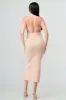 SEXY RIB KNIT BUTTON DOWN HALTER MIDI DRESS sold by privy