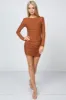 EMBELLISHED HOTFIX ROUND NECK BODYCON MINI DRESS sold by privy