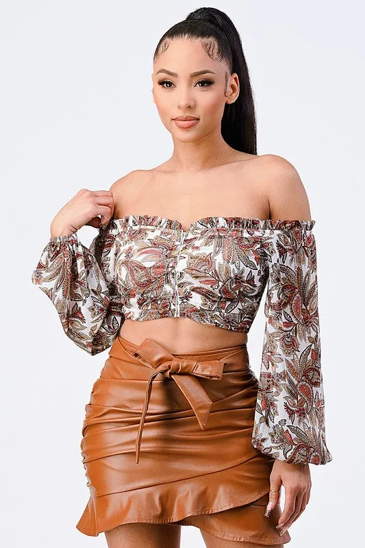 BANDANA OFF SHOULDER SMOCKED HOOKED RUFFLED TOP sold by privy product image thumbnail 2