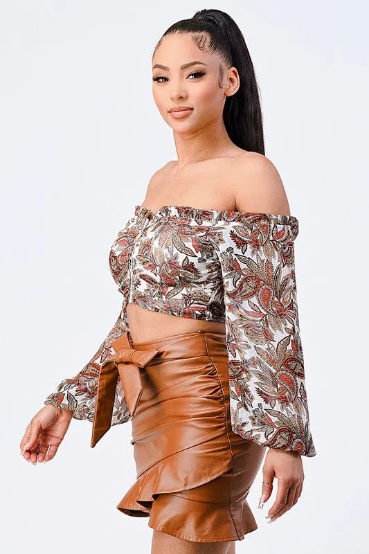 BANDANA OFF SHOULDER SMOCKED HOOKED RUFFLED TOP sold by privy product image thumbnail 3