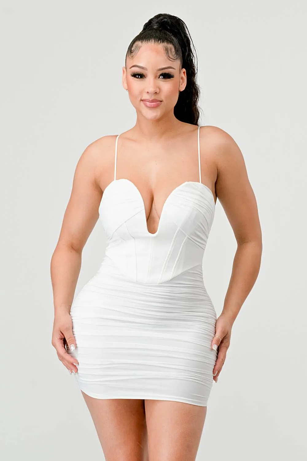 LUXE MESH PLUNGE SWEETHEART CONTRAST MINI DRESS sold by privy product image thumbnail 4