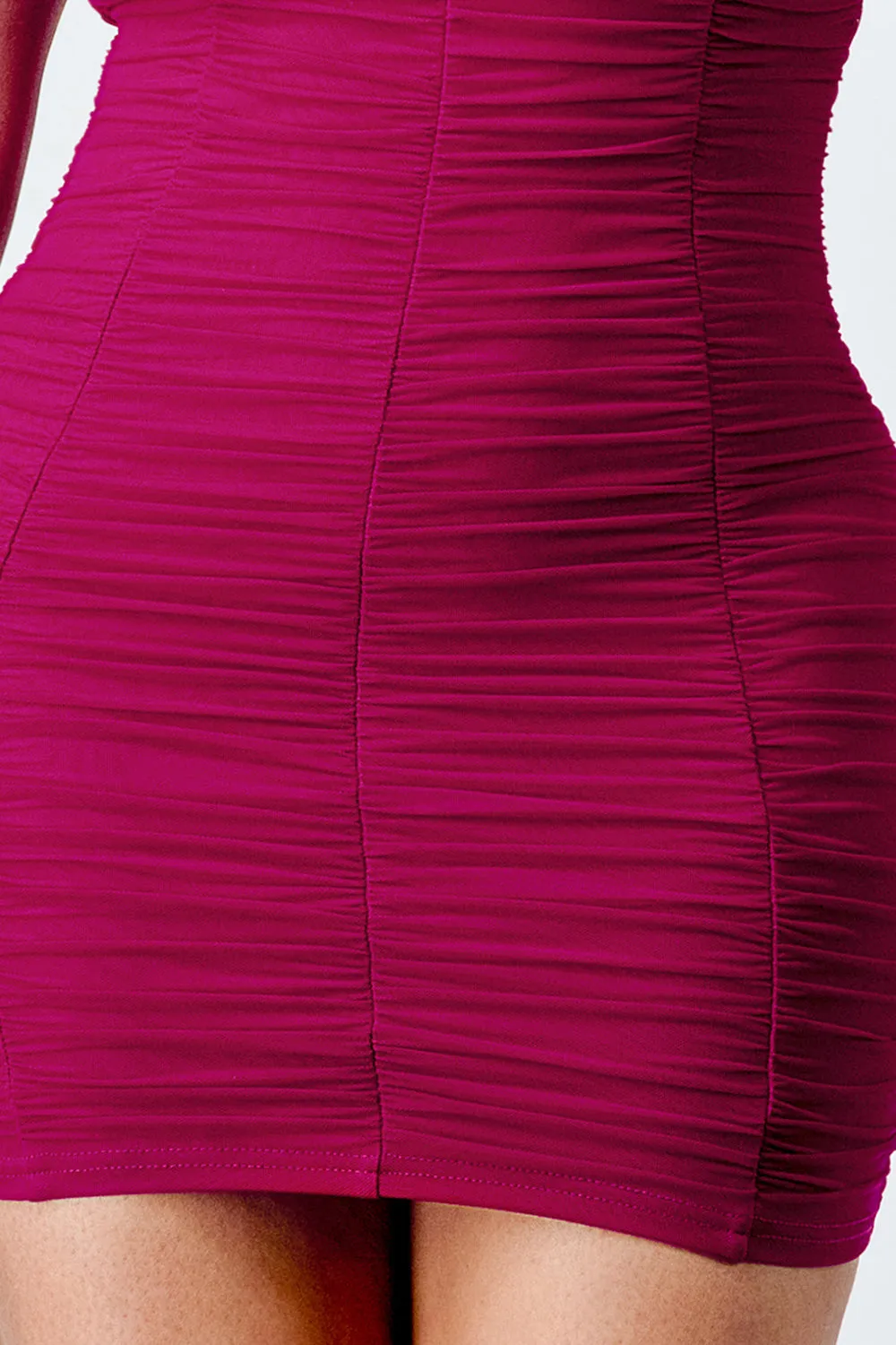 LUX OFF SHOULDER STRETCH RUCHED BODYCON MINI DRESS sold by privy product image thumbnail 5