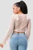 PT41704K-W / POLKA DOT MESH V-NECK RUFFLED BOW CROPPED TOP sold by privy