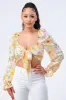 FLORAL SWEETHEART KNOT TIE CROP TOP sold by privy