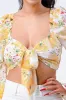 FLORAL SWEETHEART KNOT TIE CROP TOP sold by privy