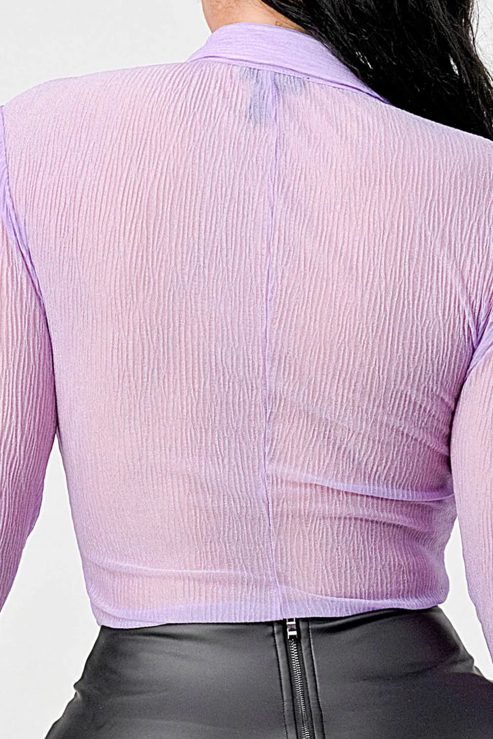 LUX CRINKLE TEXTURE COLLARED BUTTONS BLOUSE TOP sold by privy product image thumbnail 5