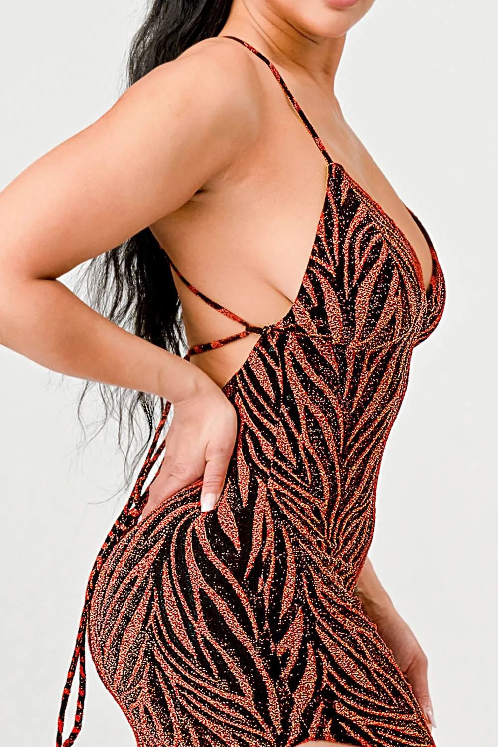 LUXE METALLIC LUREX GLITTER ASYMMETRIC MIDI DRESS sold by privy product image thumbnail 5