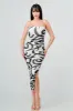 ABSTRACT PRINT MESH SIDE SLIT BODYCON MIDI DRESS sold by privy
